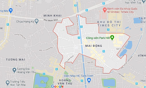 Vị trí tuyến đường tại Hoàng Mai mà Bình Minh cung cấp dịch vụ