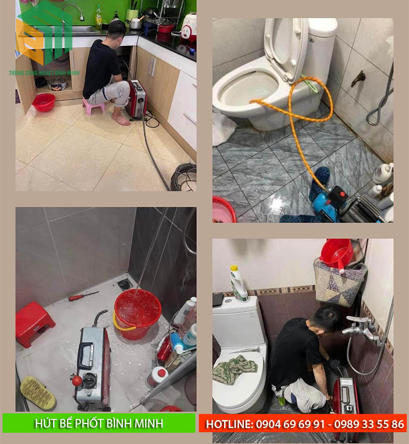 Quy trình làm việc hút bể phốt nhà vệ sinh của công ty Bình Minh 