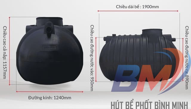 Các mẫu bể phốt nhựa theo dung tích và thương hiệu trên thị trường