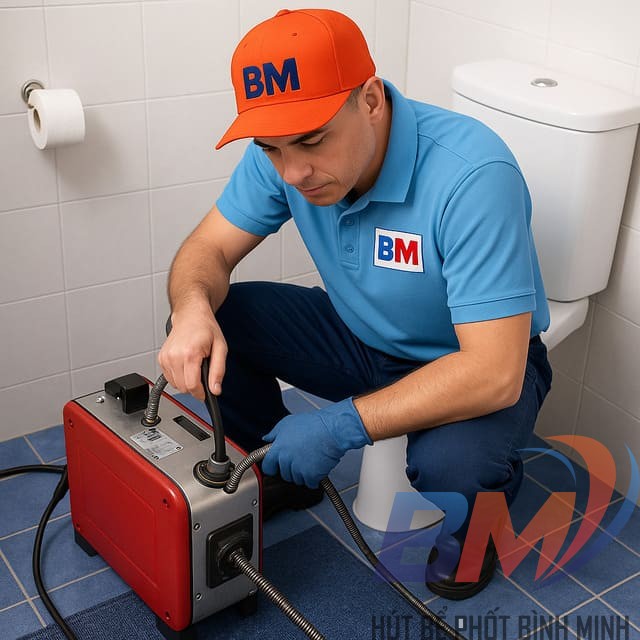Thợ thông tắc cống tại Phú Yên sử dụng máy chuyên dụng không đục phá