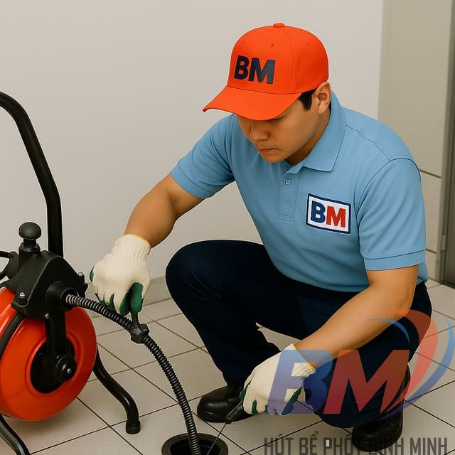 Thợ thông tắc cống Tuyên Quang sử dụng máy lò xo chuyên dụng
