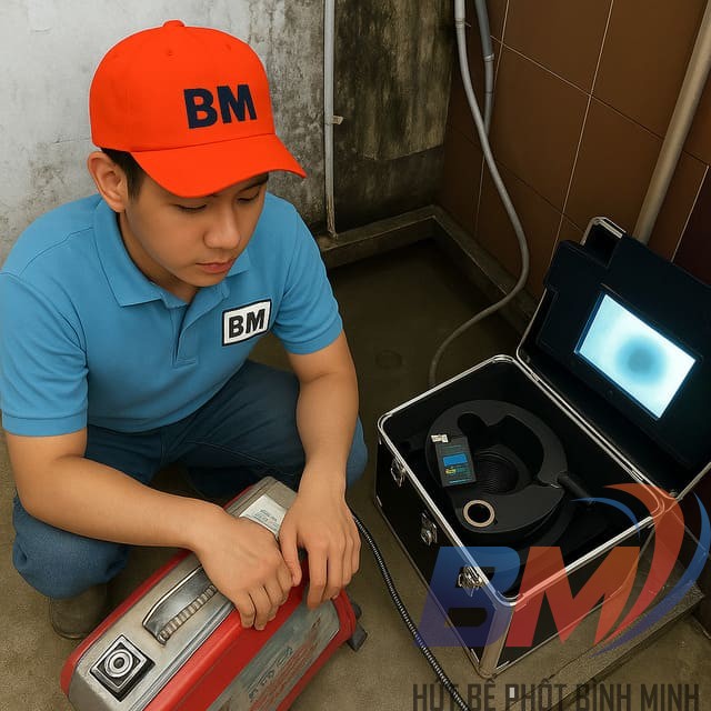 Dịch vụ thông tắc cống tại Đồng Nai sử dụng máy lò xo và camera nội soi