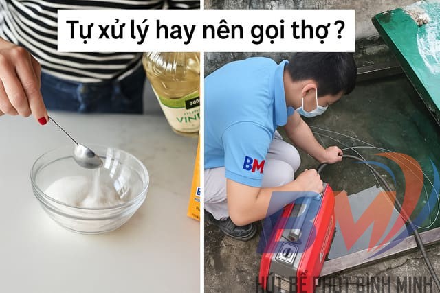 So sánh tự thông cống bằng baking soda và dịch vụ chuyên nghiệp