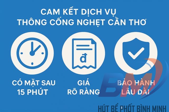 Cam kết dịch vụ thông cống nghẹt Cần Thơ Bình Minh – có mặt 15 phút, giá rõ ràng, bảo hành dài hạn.