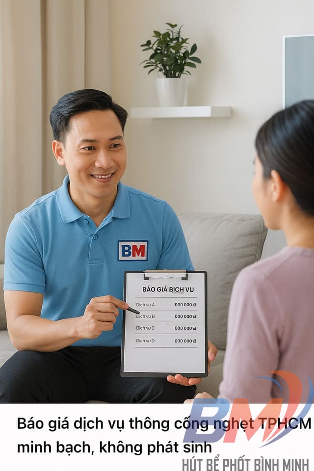 Báo giá dịch vụ thông cống nghẹt TPHCM minh bạch, không phát sinh