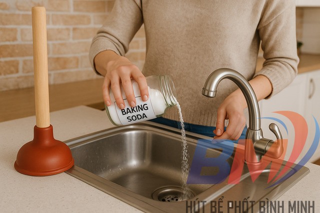 Cách thông cống tạm thời tại nhà bằng pittông và baking soda