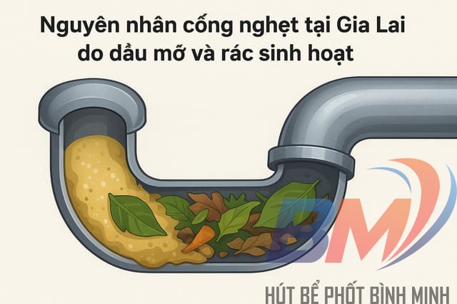 Nguyên nhân cống nghẹt tại Gia Lai do dầu mỡ và rác sinh hoạt