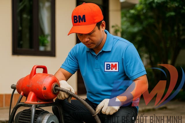 thợ thông cống nghẹt tại Lâm Đồng dùng máy lò xo chuyên dụng