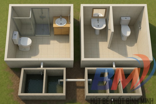 Mẫu bản vẽ nhà vệ sinh tự hoại 2 ngăn và 3 ngăn dành cho nhà cấp 4 và nhà ống
