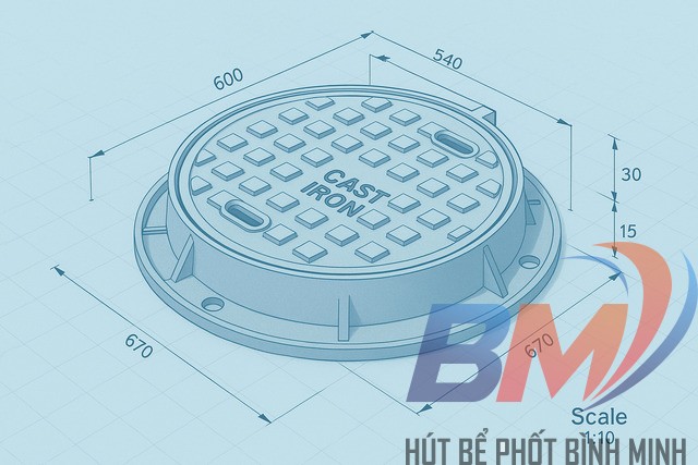 Bản vẽ kỹ thuật tiêu chuẩn TCVN 10333-3:2014 thiết kế nắp hố ga và song chắn rác