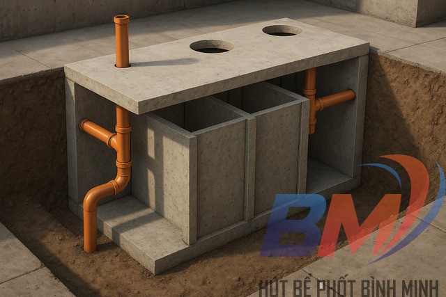 Bản vẽ bể phốt 3 ngăn chuẩn TCVN 10334:2014 do kỹ sư thiết kế