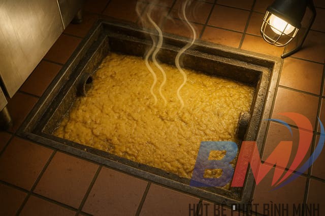 Lớp mỡ dày là dấu hiệu bể không còn hoạt động đúng nguyên lý.