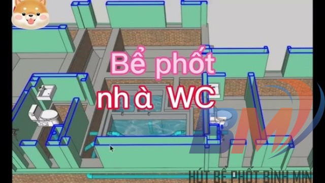 Mặt bằng bố trí bể phốt dưới sàn khu vệ sinh tầng trệt khi thi công nền móng nhà mới.