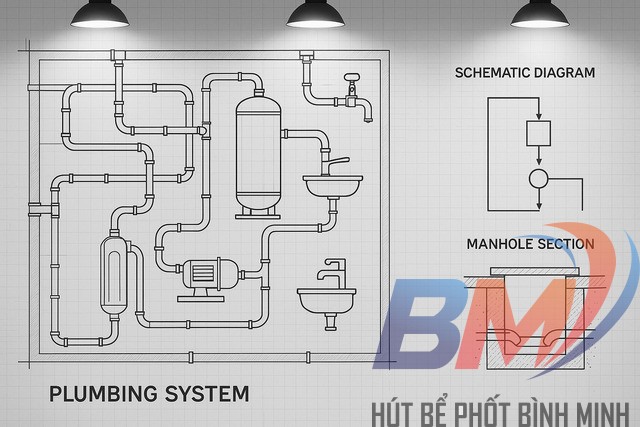 Mẫu bản vẽ cấp thoát nước với đầy đủ mặt bằng – sơ đồ – chi tiết kỹ thuật.