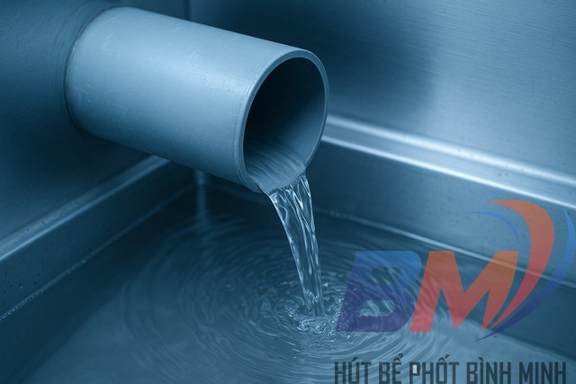 Ngăn cuối dẫn nước sạch ra hệ thống thoát nước chung.