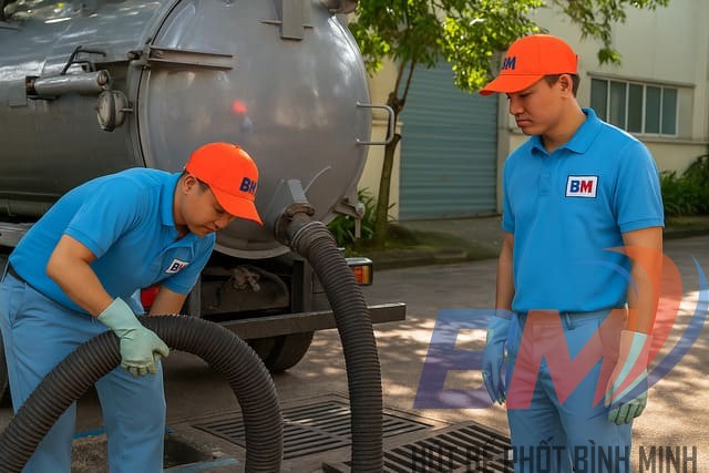 Dịch vụ thông tắc – nạo vét hố ga Bình Minh tại nhà xưởng.