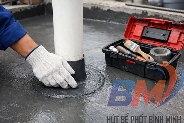 Cổ ống xuyên sàn là điểm dễ thấm nhất, cần làm kín và thử nước trước khi hoàn thiện.