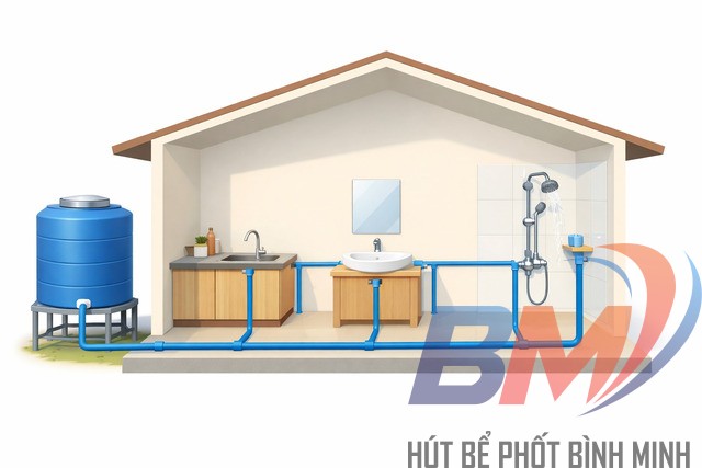 Tuyến cấp đi thẳng, ít co cút giúp nước mạnh hơn.